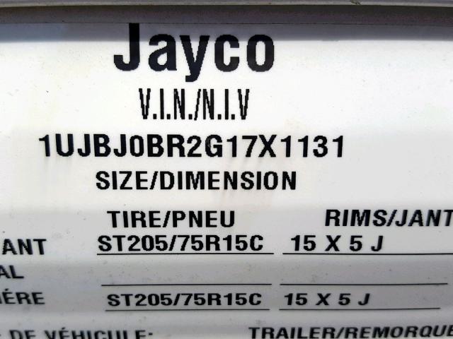 1UJBJ0BR2G17X1131 - 2016 JAYCO JAYFLIGHT  WHITE photo 10