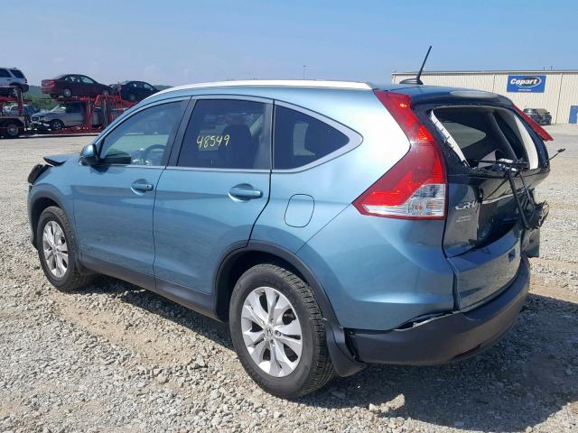 2HKRM3H79EH561385 - 2014 HONDA CR-V EXL BLUE photo 3