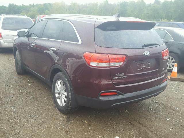 5XYPG4A3XGG128020 - 2016 KIA SORENTO LX BURGUNDY photo 3