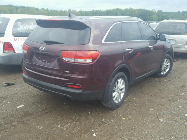 5XYPG4A3XGG128020 - 2016 KIA SORENTO LX BURGUNDY photo 4