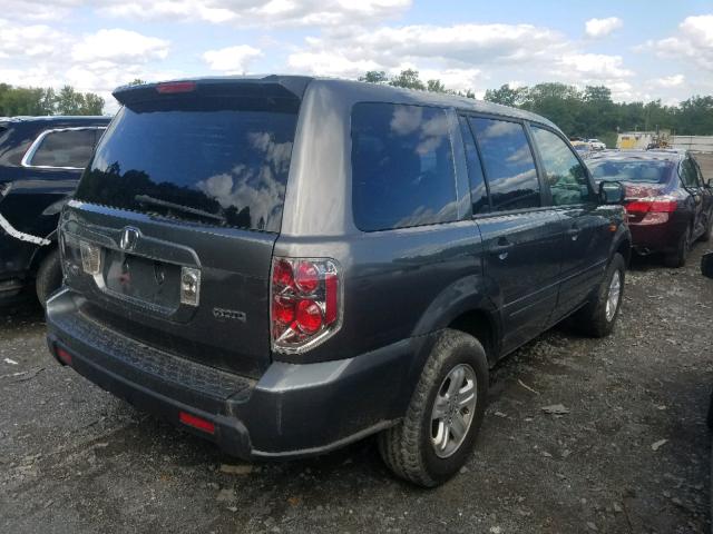 2HKYF18137H504172 - 2007 HONDA PILOT LX GRAY photo 4