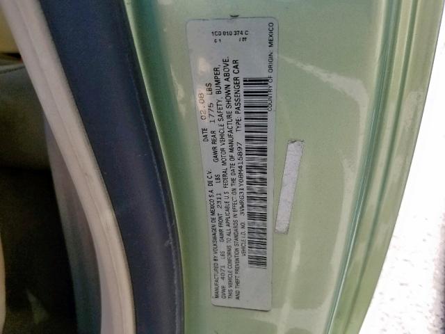 3VWRG31Y08M415897 - 2008 VOLKSWAGEN NEW BEETLE მწვანე ფოტო 10