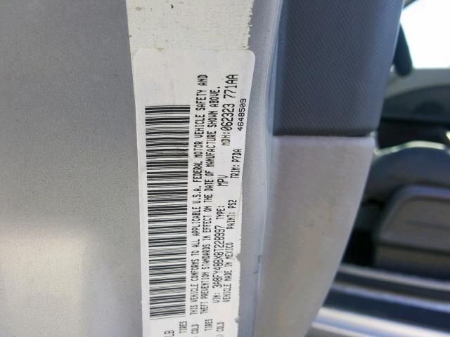 3A8FY48BX8T228997 - 2008 CHRYSLER PT CRUISER SILVER photo 10