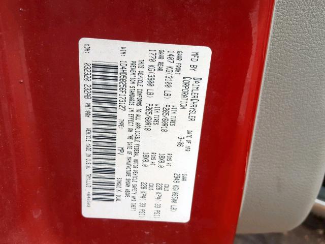 1D4HD58256F173127 - 2006 DODGE DURANGO LI RED photo 10