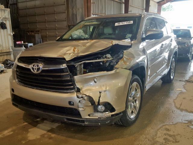 5TDYKRFH0ES028061 - 2014 TOYOTA HIGHLANDER GOLD photo 2