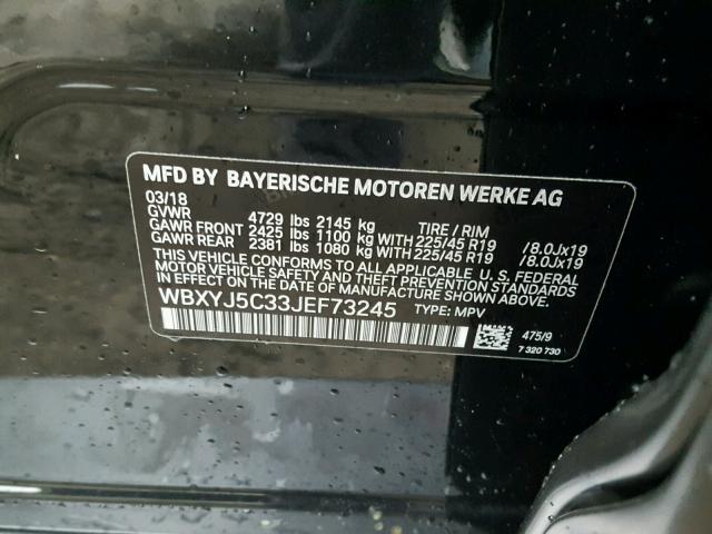 WBXYJ5C33JEF73245 - 2018 BMW X2 XDRIVE2 黑色 照片 10