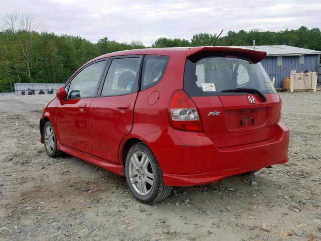 JHMGD37608S064522 - 2008 HONDA FIT SPORT RED photo 3