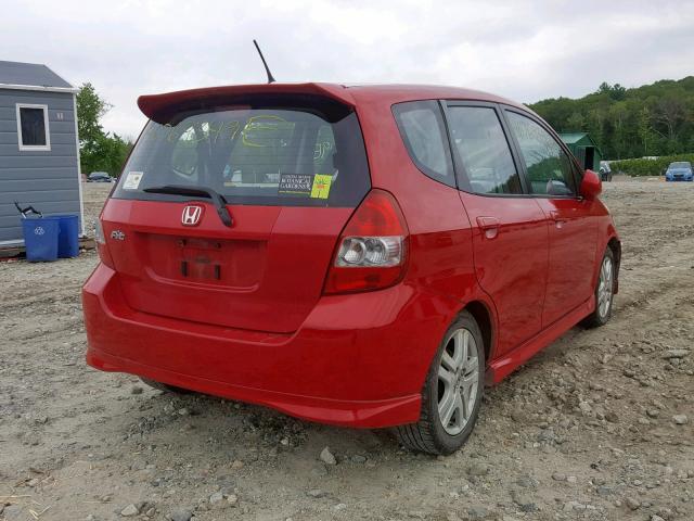 JHMGD37608S064522 - 2008 HONDA FIT SPORT RED photo 4