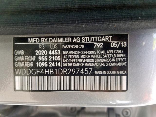 WDDGF4HB1DR297457 - 2013 MERCEDES-BENZ C 250 GRAY photo 10