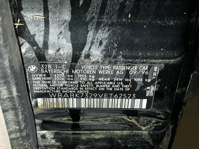 WBABK7329VET62523 - 1997 BMW 328 IC BLACK photo 10