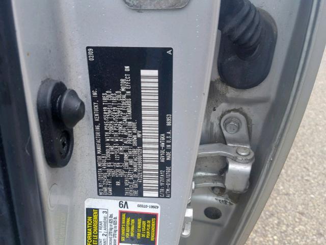 4T3ZE11A99U001291 - 2009 TOYOTA VENZA SILVER photo 10