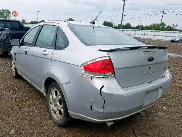 1FAHP35N88W173090 - 2008 FORD FOCUS SE SILVER photo 3