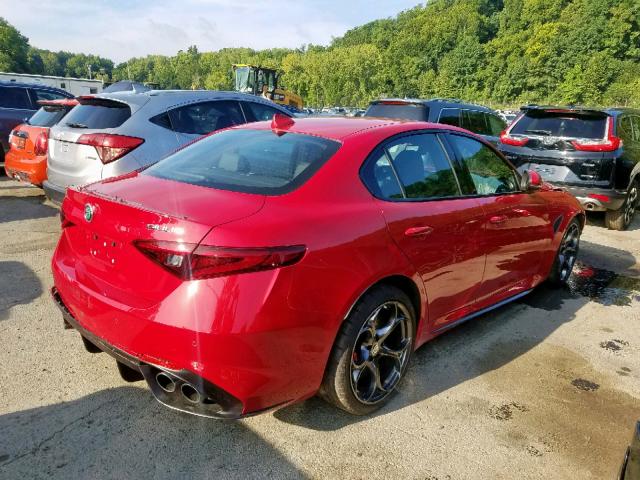 ZARFAEAV6H7551038 - 2017 ALFA ROMEO GIULIA QUA RED photo 4