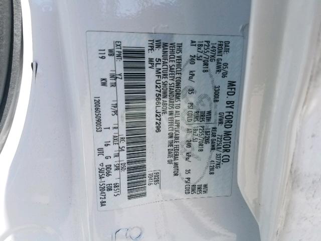 5LMFU27566LJ27296 - 2006 LINCOLN NAVIGATOR WHITE photo 10