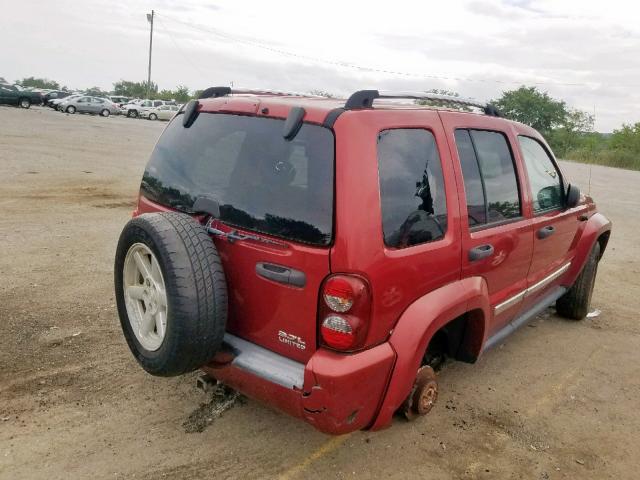 1J8GL58K76W192881 - 2006 JEEP LIBERTY LI RED photo 4