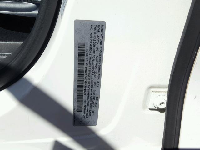 3VW2K7AJXBM391030 - 2011 VOLKSWAGEN JETTA BASE Սպիտակ լուսանկար 10