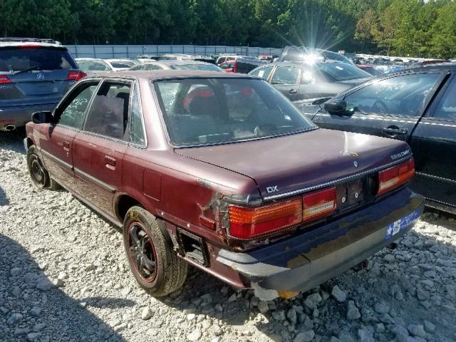 4T1SV21E2LU235296 - 1990 TOYOTA CAMRY DLX მუქწითელი ფოტო 3
