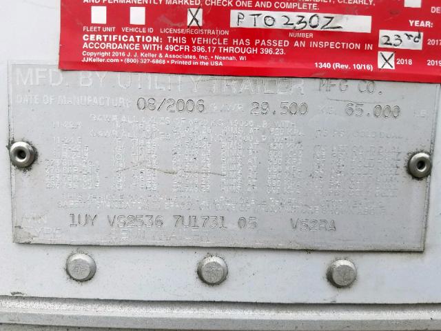 1UYVS25367U173105 - 2007 UTILITY TRAILER 白色 照片 10