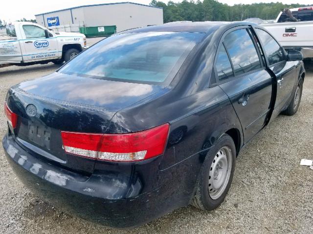 5NPET46C56H085614 - 2006 HYUNDAI SONATA GL BLACK photo 4