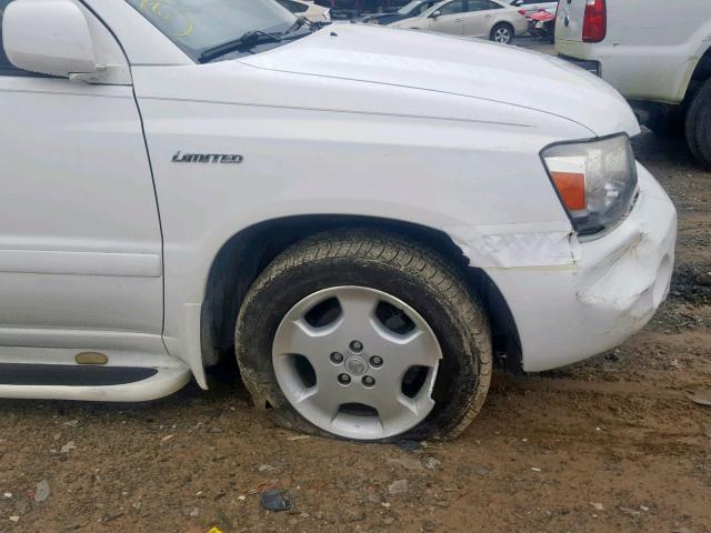 JTEDP21A350055836 - 2005 TOYOTA HIGHLANDER WHITE photo 9