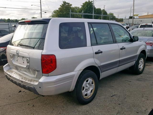 2HKYF18175H572987 - 2005 HONDA PILOT LX SILVER photo 4