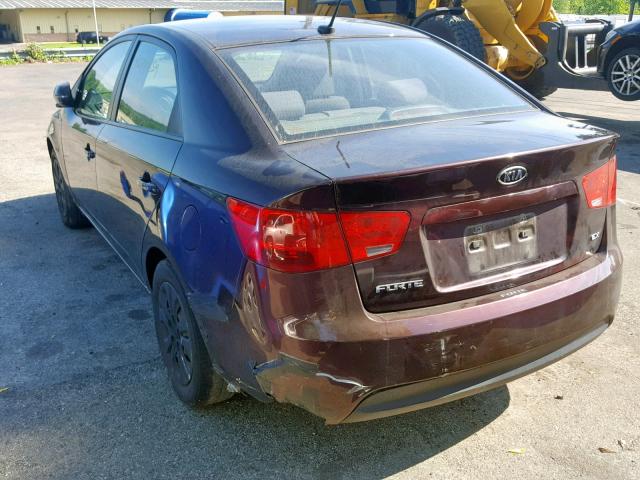 KNAFU4A26B5450874 - 2011 KIA FORTE EX BURGUNDY photo 3