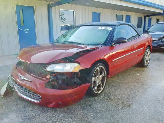 1C3EL55UX1N705984 - 2001 CHRYSLER SEBRING LX RED photo 2