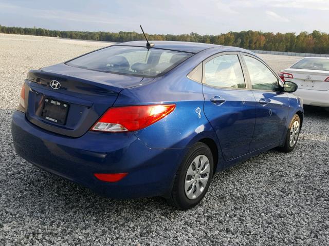 KMHCT4AE3GU049634 - 2016 HYUNDAI ACCENT SE BLUE photo 4