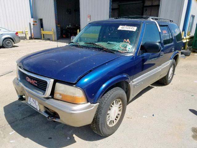 1GKDT13W712117230 - 2001 GMC JIMMY BLUE photo 2