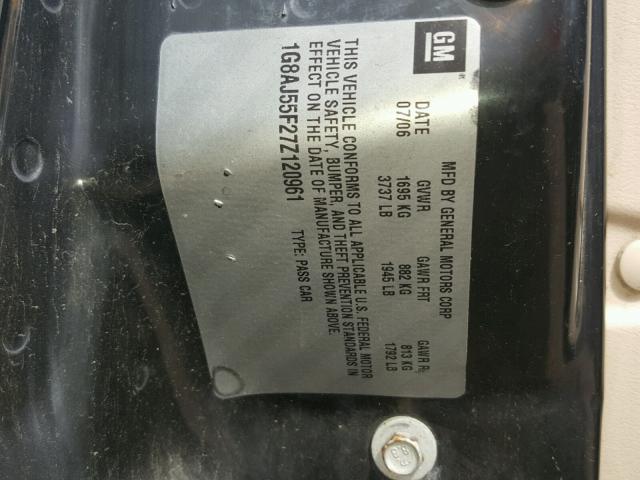 1G8AJ55F27Z120961 - 2007 SATURN ION LEVEL BLUE photo 10