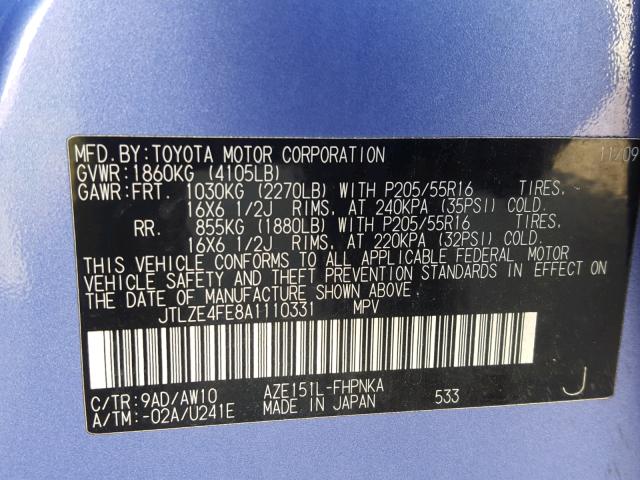 JTLZE4FE8A1110331 - 2010 TOYOTA SCION XB 蓝色 照片 10