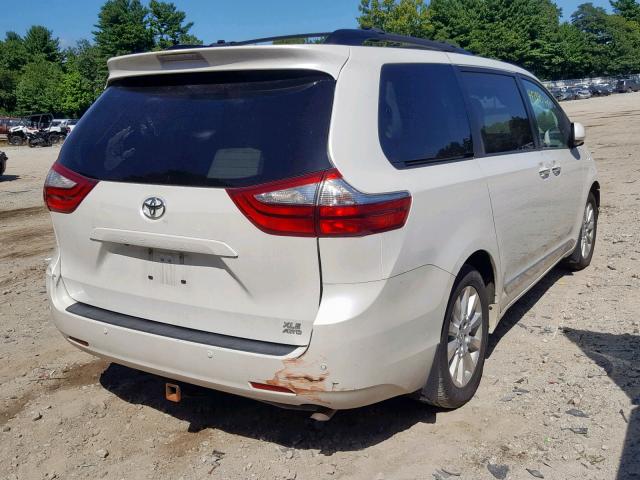 5TDDK3DC7FS094594 - 2015 TOYOTA SIENNA XLE WHITE photo 4