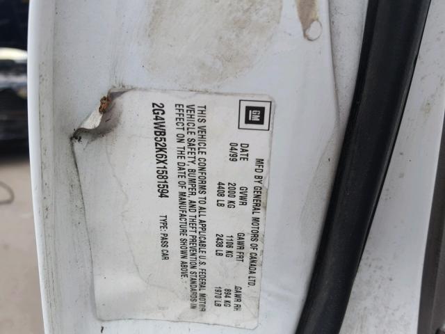 2G4WB52K6X1581594 - 1999 BUICK REGAL LS WHITE photo 10