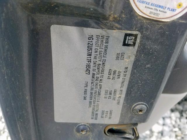 1G1ZU57N17F185427 - 2007 CHEVROLET MALIBU LTZ ნაცრისფერი ფოტო 10