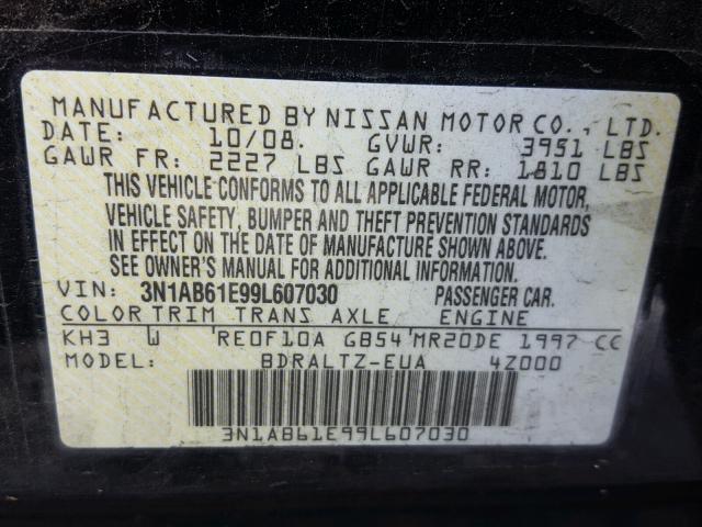 3N1AB61E99L607030 - 2009 NISSAN SENTRA 2.0 BLACK photo 10