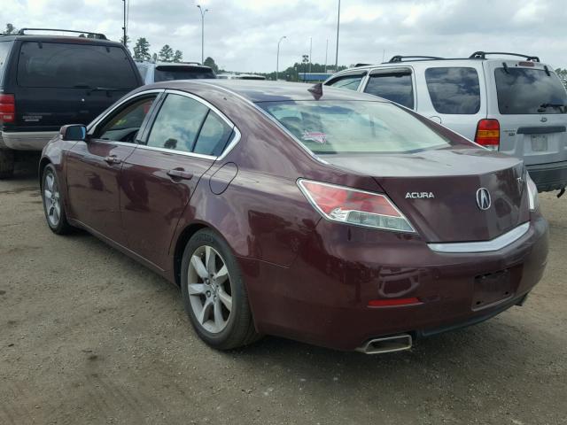 19UUA8F28CA022849 - 2012 ACURA TL BURGUNDY photo 3