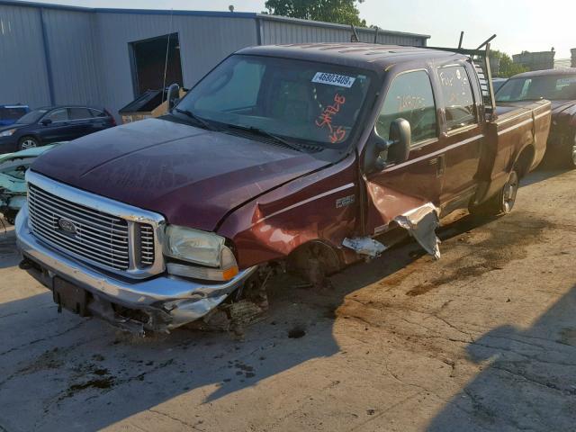 1FTNW21P94ED94764 - 2004 FORD F250 SUPER MAROON photo 2