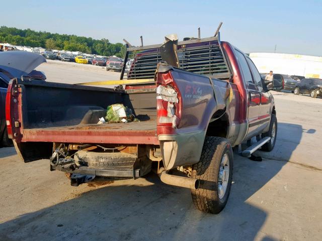 1FTNW21P94ED94764 - 2004 FORD F250 SUPER MAROON photo 4