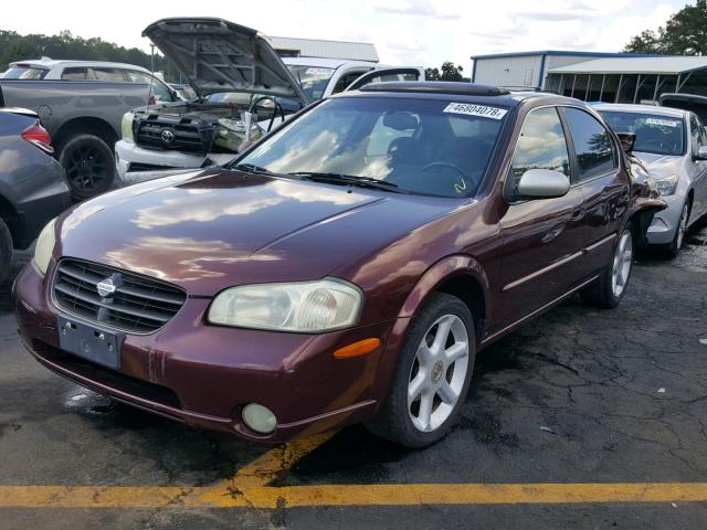 JN1CA31D91T830234 - 2001 NISSAN MAXIMA GXE BURGUNDY photo 2