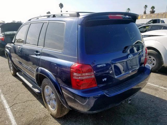 JTEGF21A520043375 - 2002 TOYOTA HIGHLANDER BLUE photo 3