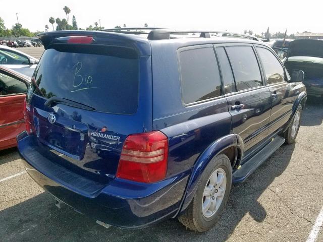 JTEGF21A520043375 - 2002 TOYOTA HIGHLANDER BLUE photo 4