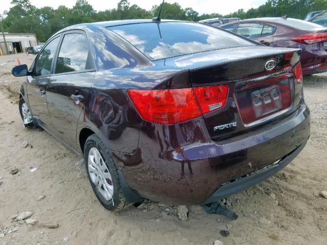 KNAFU4A28B5891664 - 2011 KIA FORTE EX BURGUNDY photo 3