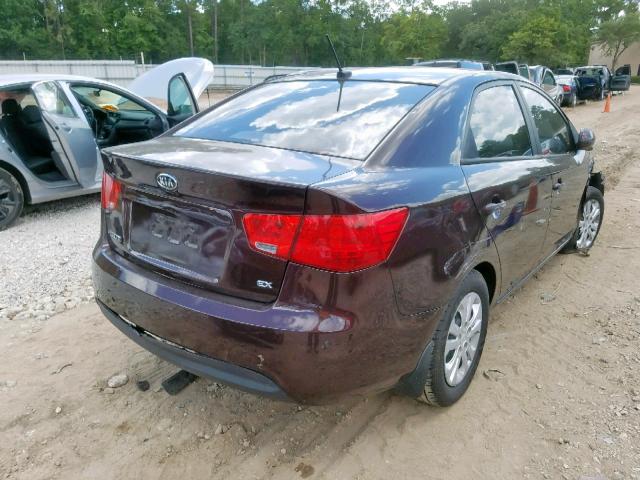 KNAFU4A28B5891664 - 2011 KIA FORTE EX BURGUNDY photo 4