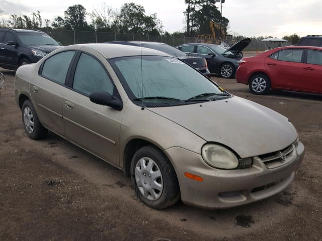 1B3ES26C12D574231 - 2002 DODGE NEON GOLD photo 1