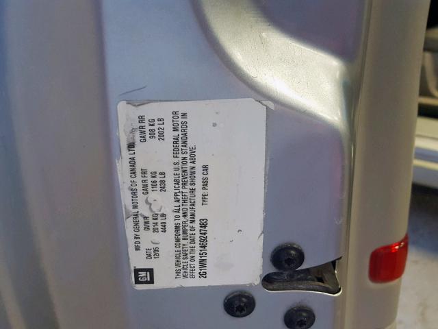 2G1WN151469247483 - 2006 CHEVROLET MONTE CARL ვერცხლისფერი ფოტო 10