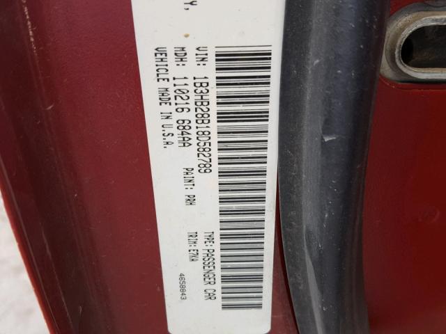 1B3HB28B18D582789 - 2008 DODGE CALIBER RED photo 10