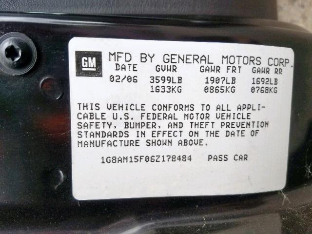 1G8AM15F06Z178484 - 2006 SATURN ION LEVEL CHARCOAL photo 10