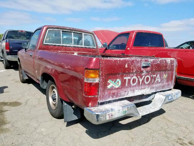 JT4RN81P7M5090064 - 1991 TOYOTA PICKUP 1/2 BURGUNDY photo 3