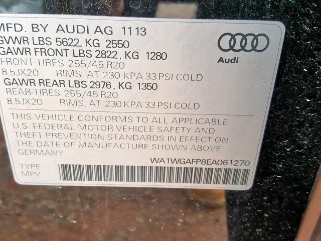 WA1WGAFP8EA061270 - 2014 AUDI Q5 PRESTIG BLACK photo 10