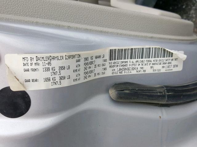 1J8HG58N36C192414 - 2006 JEEP COMMANDER 银色 照片 10